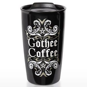 Alchemy Gothic "Gothee Coffee" Hot/Cold Travel Mug Ceramic Double Wall New